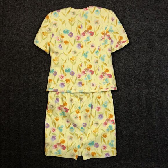 Floral Skirt Set Womens 12 Herbert Grossman by Cynthia Sobel VTG 2 Pc Suit S/SL - Picture 2 of 16